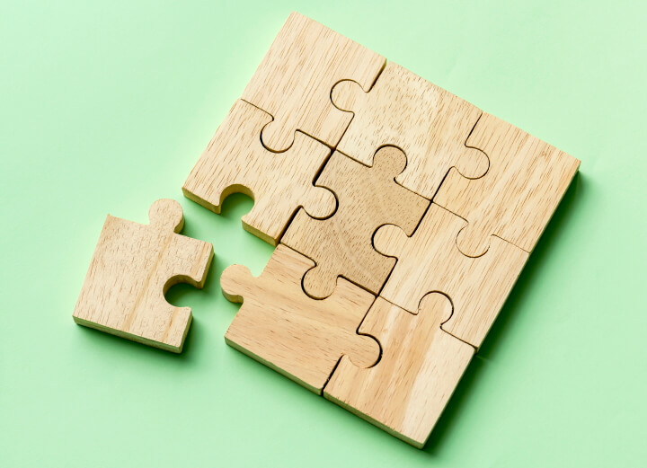 Wooden puzzle pieces